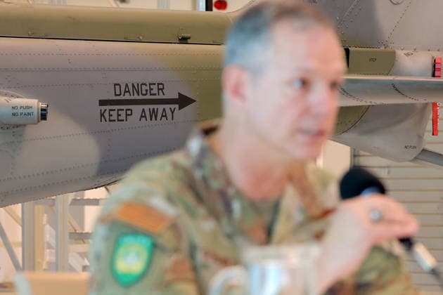 Haed of NATO Supreme Allied Command in Europe (SACEUR) Alexus Grynkewich speaks at a joint press conference with Czech Chief of General Staff Karel Rehka to mark the end of a two-day visit by Alexus Grynkewich, 22nd helicopter base, Namest nad Oslavou, Czech Republic. (CTKxPhoto LiborxPlihal) CTKPhotoP2026052704830  CTKPhotoP2026052704830