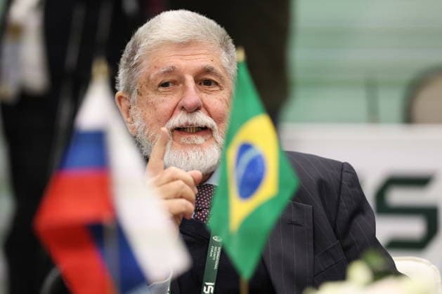 RUSSIA, MOSCOW REGION - MAY 27, 2026: Chief Special Advisor to the President of Brazil for Foreign Policy Celso Amorim during a meeting with Russian Security Council Secretary Sergei Shoigu on the sidelines of the 1st International Security Forum. Valery Sharifulin TASS  93096695