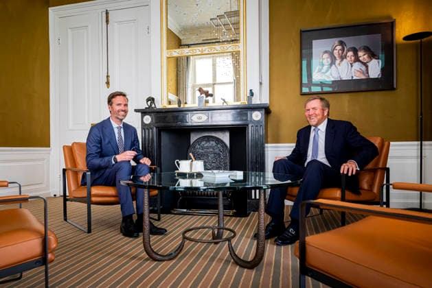 27-05-2026 HtB King Willem-Alexander during a meetng with Mr. Sjoerd W. Sjoerdsma, Minister of Foreign Trade and Development Cooperation at palace Huis ten Bosch in The Hague. Â  Copyright: xPPEx