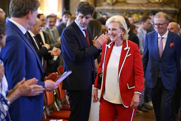 Princess Astrid of Belgium pictured at the presentation of the scientific prizes for the year 2026 of the Queen Elisabeth Medical Foundation (FMRE - GSKE), in Brussels, on Wednesday 27 May 2026. Academic session of the Queen Elisabeth Medical Foundation and presentation of the Foundation s scientific prizes for the year 2026. The scientific prizes aim to support Belgian researchers in the field of neuroscience. Several projects have been selected by the Foundation s Board of Directors on the proposal of its Scientific Committee.  JASPERxJACOBS 175166108