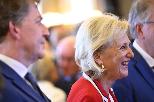 Princess Astrid of Belgium pictured at the presentation of the scientific prizes for the year 2026 of the Queen Elisabeth Medical Foundation (FMRE - GSKE), in Brussels, on Wednesday 27 May 2026. Academic session of the Queen Elisabeth Medical Foundation and presentation of the Foundation s scientific prizes for the year 2026. The scientific prizes aim to support Belgian researchers in the field of neuroscience. Several projects have been selected by the Foundation s Board of Directors on the proposal of its Scientific Committee.  JASPERxJACOBS 175166116