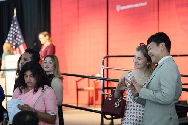 Crown Princess Elisabeth pictured during the Class of 2026 graduation ceremony in Harvard Kennedy School, Harvard University, in Cambridge, USA, Wednesday 27 May 2026.  BENOITxDOPPAGNE 175166150
