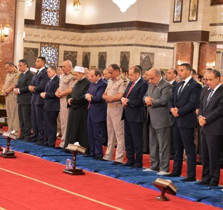 Egyptian President Abdel Fattah al-Sisi performs Eid al-Adha prayers at the Rahman Al-Rahim Mosque in the Strategic Command Headquarters Egyptian President Abdel Fattah al-Sisi performs Eid al-Adha prayers at the Rahman Al-Rahim Mosque in the Strategic Command Headquarters in the New Administrative Capital, east of Cairo, Egypt. May 27, 2026. Photo by Egyptian President Office apaimages Cairo Cairo Egypt 270526_Egypt_EPO_00(4) Copyright: xapaimagesxEgyptianxPresidentxOfficex xapaimagesx
