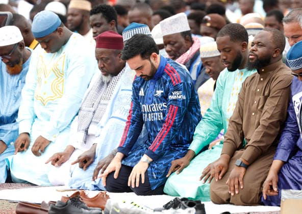 New York City Mayor Zohran Kwame Mamdani participates in Eid al-Adha prayers at Macombs Dam Park on Wednesday, May 27 2026 in New York City. Eid al-Adha, also known as the Festival of Sacrifice, is the second major Islamic festival of the year.  NYP20260527107 JOHNxANGELILLO