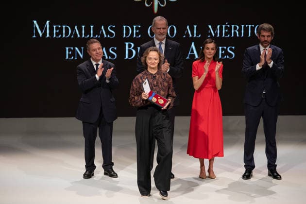 King Felipe and Queen Letizia, the President of Castilla La Mancha, Emiliano García Page, and the Minister of Culture, Ernest Urtasun, with the dancer and choreographer Mónica Rodríguez Runde during the official ceremony for the presentation of the awards and the subsequent family photo with all the winners, inside the Catedral Primada de Santa María, on May 27th, 2026, in Toledo, Castilla La Mancha Spain Their Majesties the King and Queen of Spain lead this solemn institutional ceremony to recognize the career, creativity and contribution of the honorees to the enrichment of the artistic, cultural and musical heritage of the country 27 MAY 2026 Juanma Jimé Toledo, Castilla La Mancha Toledo, Castilla La Mancha Espana  Copyright: xJuanmaxJimÃ nezx 7554151