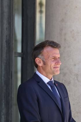 Paris, France le 27 mai 2026 - Le President de la Republique Emmanuel Macron recoit M. Milojko Spajic, Premier ministre du Montenegro au Palais de l Elysee - The President of the Republic Emmanuel Macron receives Mr. Milojko Spajic, Prime Minister of Montenegro at the Elysee Palace  Copyright: xSebastienxTOUBONx