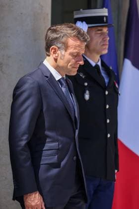 Paris, France le 27 mai 2026 - Le President de la Republique Emmanuel Macron recoit M. Milojko Spajic, Premier ministre du Montenegro au Palais de l Elysee - The President of the Republic Emmanuel Macron receives Mr. Milojko Spajic, Prime Minister of Montenegro at the Elysee Palace  Copyright: xSebastienxTOUBONx