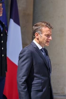 Paris, France le 27 mai 2026 - Le President de la Republique Emmanuel Macron recoit M. Milojko Spajic, Premier ministre du Montenegro au Palais de l Elysee - The President of the Republic Emmanuel Macron receives Mr. Milojko Spajic, Prime Minister of Montenegro at the Elysee Palace  Copyright: xSebastienxTOUBONx