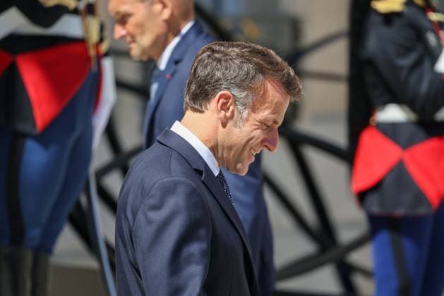 Paris, France le 27 mai 2026 - Le President de la Republique Emmanuel Macron recoit M. Milojko Spajic, Premier ministre du Montenegro au Palais de l Elysee - The President of the Republic Emmanuel Macron receives Mr. Milojko Spajic, Prime Minister of Montenegro at the Elysee Palace  Copyright: xSebastienxTOUBONx