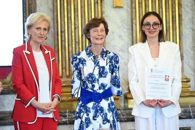 Princess Astrid presents the 2026 F.M.R.E. scientific awards BRUSSELS, BELGIUM - MAY 27 : Princess Astrid, Honorary President of the Queen Elisabeth Medical Foundation (F.M.R.E.), attends an academic session of the foundation at the Royal Palace and officially presents the F.M.R.E. 2026 scientific awards to the winners: 2) Vicomtesse Valine de Spoelberch Prize : (not present) Prof. Dr. De Schepper Sebastiaan (UAntwerpen), on May 27, 2026 in Brussels, Belgium, 27 05 2026 Brussels Belgium  Copyright: xDidierxLebrunx