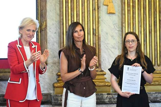 Princess Astrid presents the 2026 F.M.R.E. scientific awards BRUSSELS, BELGIUM - MAY 27 : Princess Astrid, Honorary President of the Queen Elisabeth Medical Foundation (F.M.R.E.), attends an academic session of the foundation at the Royal Palace and officially presents the F.M.R.E. 2026 scientific awards to the winners: 3) Janine and Jacques Delruelle Fund Prize : Dr. Reinhard Katja (KU Leuven - VIB), on May 27, 2026 in Brussels, Belgium, 27 05 2026 Brussels Belgium  Copyright: xDidierxLebrunx