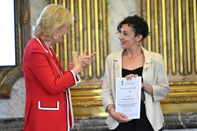 Princess Astrid presents the 2026 F.M.R.E. scientific awards BRUSSELS, BELGIUM - MAY 27 : Princess Astrid, Honorary President of the Queen Elisabeth Medical Foundation (F.M.R.E.), attends an academic session of the foundation at the Royal Palace and officially presents the F.M.R.E. 2026 scientific awards to the winners: 4) Ernest Solvay Prize : Dr. Mattioni Stefania (UGent) on May 27, 2026 in Brussels, Belgium, 27 05 2026 Brussels Belgium  Copyright: xDidierxLebrunx