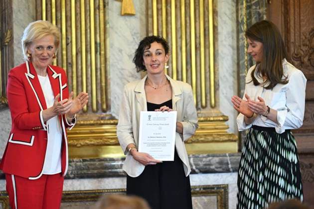 Princess Astrid presents the 2026 F.M.R.E. scientific awards BRUSSELS, BELGIUM - MAY 27 : Princess Astrid, Honorary President of the Queen Elisabeth Medical Foundation (F.M.R.E.), attends an academic session of the foundation at the Royal Palace and officially presents the F.M.R.E. 2026 scientific awards to the winners: 4) Ernest Solvay Prize : Dr. Mattioni Stefania (UGent) on May 27, 2026 in Brussels, Belgium, 27 05 2026 Brussels Belgium  Copyright: xDidierxLebrunx