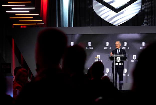 May 27, 2026, Ottawa, On, CANADA: Prime Minister Mark Carney makes an address at the Canadian Association of Defence and Security Industries annual defence industry trade show CANSEC, in Ottawa, on Wednesday, May 27, 2026. Ottawa CANADA  - ZUMAc35_ 20260527_zaf_c35_006 Copyright: xJustinxTangx