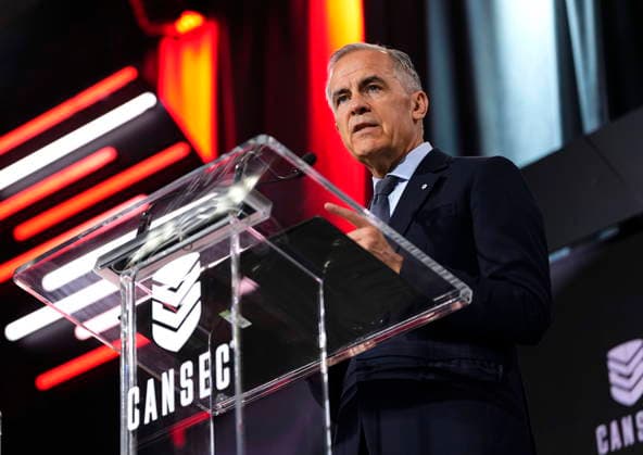 May 27, 2026, Ottawa, On, CANADA: Prime Minister Mark Carney makes an address at the Canadian Association of Defence and Security Industries annual defence industry trade show CANSEC, in Ottawa, on Wednesday, May 27, 2026. Ottawa CANADA  - ZUMAc35_ 20260527_zaf_c35_002 Copyright: xJustinxTangx