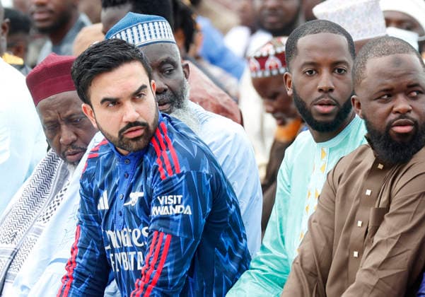 New York City Mayor Zohran Kwame Mamdani participates in Eid al-Adha prayers at Macombs Dam Park on Wednesday, May 27 2026 in New York City. Eid al-Adha, also known as the Festival of Sacrifice, is the second major Islamic festival of the year.  NYP20260527114 JOHNxANGELILLO