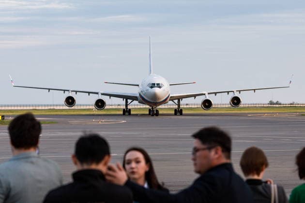 KAZAKHSTAN, ASTANA - MAY 27, 2026: An aircraft carrying Russia s President Putin arrives at Nursultan Nazarbayev International Airport. The Russian president arrived in Kazakhstan on a state visit Astana Kazakhstan  - ZUMAt113 20260527_zaa_t113_428 Copyright: xAlexanderxShcherbakx