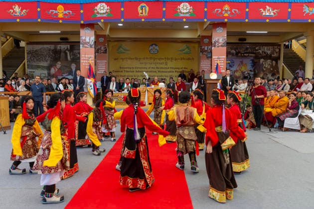 May 27, 2026, Dharamshala, Himachal Pradesh, India: Artist from TIPA perform dance during Swearing-in Ceremony of the re-elected Sikyong of the Central Tibetan Administration (CTA) Penpa Tsering at Tsugla Khang Temple, Mcleodganj, Dharamshala on Wednesday. Tibetan Spiritual leader the Dalai Lama also present on this occasion...NOTE; EDITORIAL USE ONLY. Dharamshala India  - ZUMAb235 20260527_zip_b235_006 Copyright: xShaileshxBhatnagarx