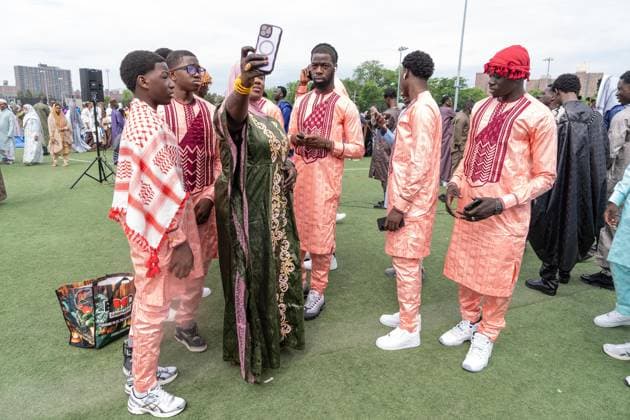 May 27, 2026, New York, New York, USA: People seen after pray and Mayor Zohran Mamdani delivered remarks during Eid Al-Adha holiday prayers at The Yancy Track & Field in New York, NY on May 27, 2026. Hundreds of men, women and children attended wearing clean, colorful and expensive traditional clothes. Eid al-Adha translates from Arabic to Festival of Sacrifice is one of the most important holidays in the Islamic calendar. It honors the Prophet Ibrahim s (Abraham s in Judaism) absolute obedience to God, commemorating his willingness to sacrifice his son as an act of submission before God provided a ram to sacrifice instead. New York USA - ZUMAr339 20260527_znp_r339_025 Copyright: xLevxRadinx