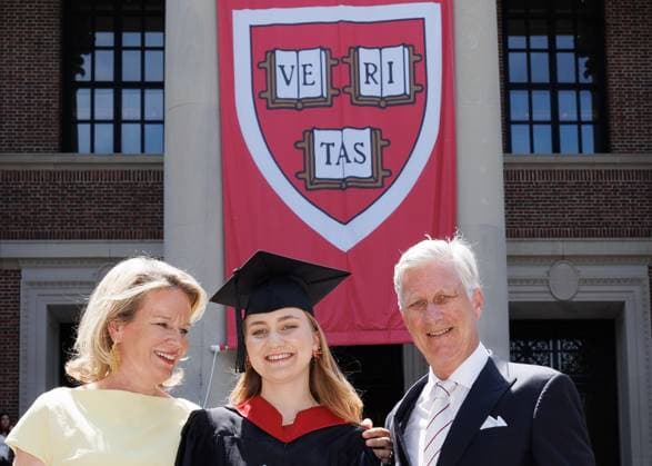 Queen Mathilde of Belgium, Crown Princess Elisabeth and King Philippe - Filip of Belgium pictured after the Class of 2026 graduation ceremony in Harvard Kennedy School, Harvard University, in Cambridge, USA, Wednesday 27 May 2026.  BENOITxDOPPAGNE 175199149