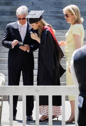 King Philippe - Filip of Belgium, Crown Princess Elisabeth and Queen Mathilde of Belgium pictured after the Class of 2026 graduation ceremony in Harvard Kennedy School, Harvard University, in Cambridge, USA, Wednesday 27 May 2026.  BENOITxDOPPAGNE 175199150