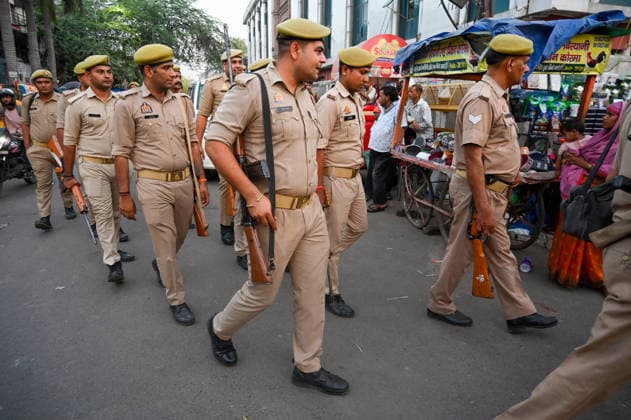 NOIDA, INDIA - MAY 27: A heavy police force has been deployed outside the mosque in Sector 8 on the eve of Eid-ul-Adha to maintain law and order, a temporary order has been issued under Section 163 of the Bharatiya Nagarik Suraksha Sanhita (BNSS), on May 27, 2026 in Noida, India. Eid al-Adha will be celebrated across most parts of India on May 28, 2026, after the Dhul-Hijjah crescent moon was not sighted earlier this week. Several governments and institutions revised their holiday schedules. While Saudi Arabia, the United Arab Emirates, and some other countries are marking the occasion today, May 27. (Photo by Sunil Ghosh Hindustan Times ) Eid al-Adha 2026