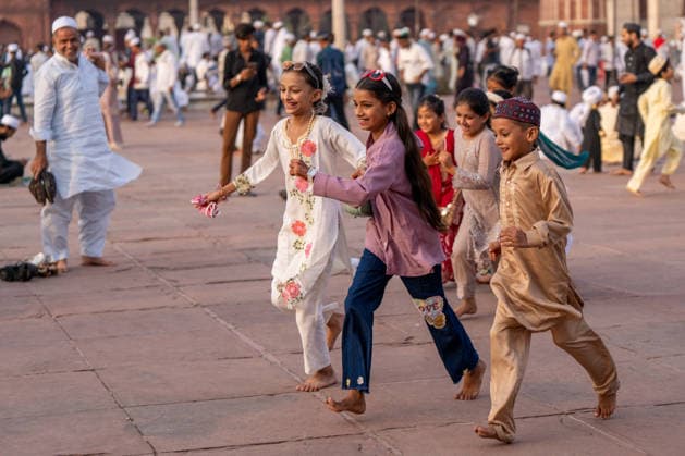 Eid al-Adha in India NEW DELHI, INDIA - MAY 28: Children enjoy themselves after offering Eid al-Adha prayers at Jama Masjid in New Delhi, India, on May 28, 2026. Amarjeet Kumar Singh Anadolu New Delhi India. Editorial use only. Please get in touch for any other usage.  Copyright: x2026xAnadoluxAmarjeetxKumarxSinghx
