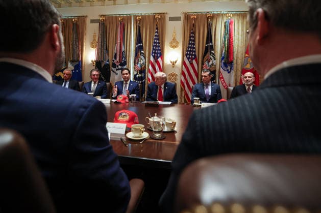 DC: President Trump Holds a Cabinet Meeting From left to right: United States Secretary of Health and Human Services Robert F. Kennedy, Jr; US Secretary of the Interior and Chair, National Energy Council and White House Energy Czar Doug Burgum; US Secretary of State Marco Rubio; US President Donald J Trump; US Secretary of War Pete Hegseth; and US Secretary of Commerce Howard Lutnick, participate in a Cabinet meeting in the Cabinet Room of the White House in Washington, DC, USA, on May 27, 2026. Trump is holding the meeting with members of his Cabinet as a the U.S. and Iran get closer to a deal. Credit: CNP AdMedia Washington District of Columbia United States of America EDITORIAL USE ONLY  Copyright: xx AdMediax admphotostwo992690