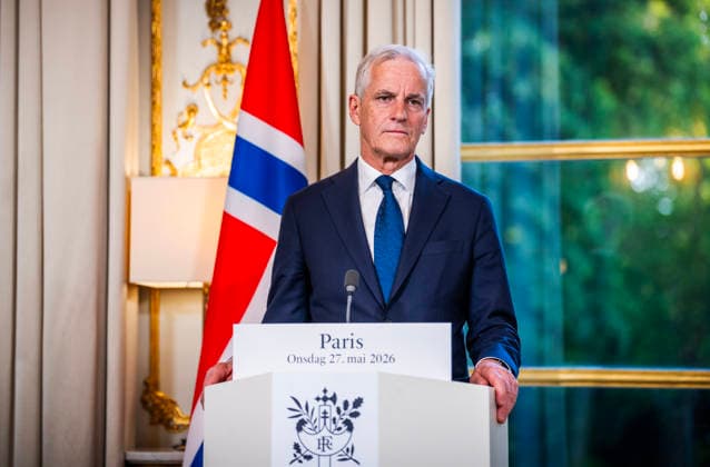 Store moter Frankrikes president Emmanuel Macron i Paris. Paris, Frankrike 20260527. Statsminister Jonas Gahr Store moter Frankrikes president Emmanuel Macron i ElysÃ e-palasset i Paris onsdag kveld. Norge inngar et atomvapensamarbeid med Frankrike og Store omtaler samarbeidet som historisk. Foto: Ole Berg-Rusten NTB Paris Frankrike Af2XHo0zALM EDITORIAL USE ONLY Ref:_POLAf2XHo0zALM.jpg *** Prime Minister Jonas Gahr Store meets French President Emmanuel Macron in Paris Paris, France 20260527 Prime Minister Jonas Gahr Store meets French President Emmanuel Macron at the Elysée Palace in Paris on Wednesday evening Norway enters into a nuclear weapons cooperation with France and Store describes the cooperation as historic Photo Ole  Copyright: xOlexBerg-Rustenx xNTBx