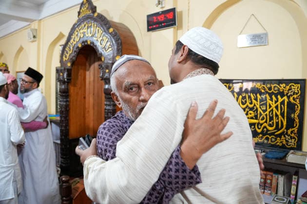 Eid al-Adha in Nepal LALITPUR, NEPAL-MAY 28: Nepali Muslims embrace and greet each other after offering Eid-al Adha prayers at the Patan Jame Masjid in Lalitpur, Nepal on May 28, 2026. Muslim around the world celebrate Eid-al Adha the Feast of Sacrifice is one of the most important festivals in the islamic calendar, marked by the prayers, family gatherings and the charity . Sunil Pradhan Anadolu Lalitpur Nepal. Editorial use only. Please get in touch for any other usage.  Copyright: x2026xAnadoluxSunilxPradhanx