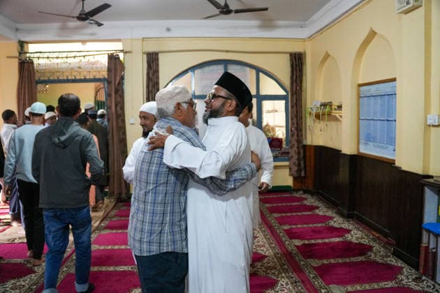 Eid al-Adha in Nepal LALITPUR, NEPAL-MAY 28: Nepali Muslims embrace and greet each other after offering Eid-al Adha prayers at the Patan Jame Masjid in Lalitpur, Nepal on May 28, 2026. Muslim around the world celebrate Eid-al Adha the Feast of Sacrifice is one of the most important festivals in the islamic calendar, marked by the prayers, family gatherings and the charity . Sunil Pradhan Anadolu Lalitpur Nepal. Editorial use only. Please get in touch for any other usage.  Copyright: x2026xAnadoluxSunilxPradhanx