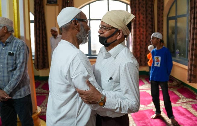 Eid al-Adha in Nepal LALITPUR, NEPAL-MAY 28: Nepali Muslims embrace and greet each other after offering Eid-al Adha prayers at the Patan Jame Masjid in Lalitpur, Nepal on May 28, 2026. Muslim around the world celebrate Eid-al Adha the Feast of Sacrifice is one of the most important festivals in the islamic calendar, marked by the prayers, family gatherings and the charity . Sunil Pradhan Anadolu Lalitpur Nepal. Editorial use only. Please get in touch for any other usage.  Copyright: x2026xAnadoluxSunilxPradhanx