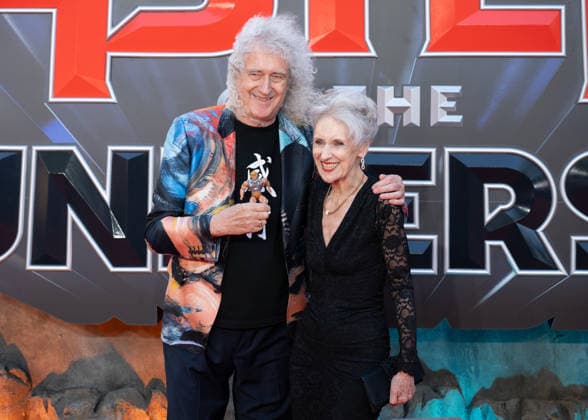Brian May and Anita Dobson attends Masters Of The Universe UK Premiere at Cineworld Leicester Square in London, England. UK. Wednesday 27th May 2026. Copyright: xJamesxWarrenx ae7dj229