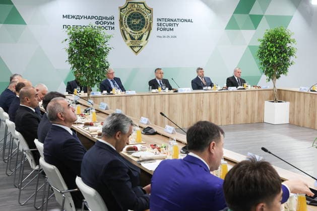 RUSSIA, MOSCOW REGION - MAY 28, 2026: An informal meeting of secretaries of security councils of the CIS states is held on the sidelines of the 1st International Security Forum. Valery Sharifulin TASS  93122880