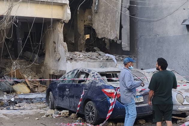 LEBANON, SIDON - MAY 28, 2026: The ruins of a residential building destroyed in an Israeli drone attack. At least four people were killed. Ankhar Kochneva TASS  93123727