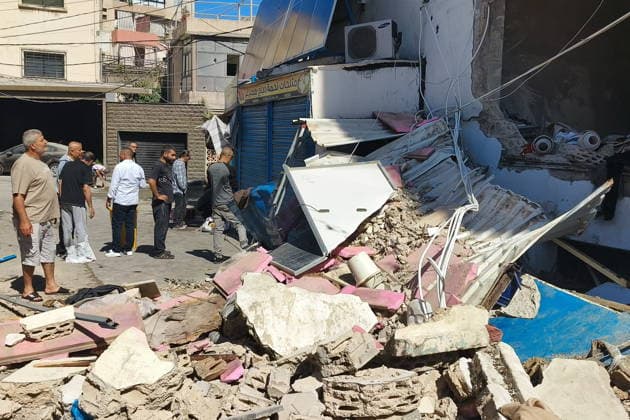 LEBANON, SIDON - MAY 28, 2026: The ruins of a residential building destroyed in an Israeli drone attack. At least four people were killed. Ankhar Kochneva TASS  93123730