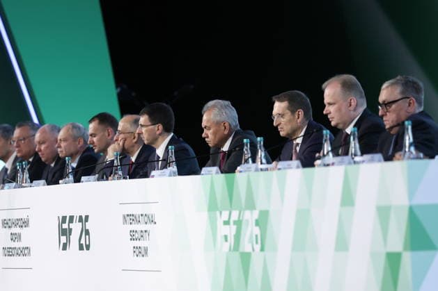 RUSSIA, MOSCOW REGION - MAY 28, 2026: Russian Security Council Secretary Sergei Shoigu (4th R) attends the opening of the 14th International Meeting of High Representatives for Security Issues on the sidelines of the 1st International Security Forum. Valery Sharifulin TASS  93125149