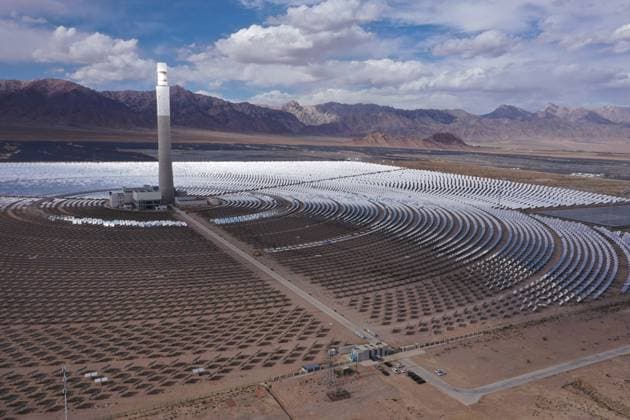 Solar Thermal Power Plant HAIXI, CHINA - MAY 28, 2026 - Aerial view of the Zhongkong Delingha 50 MW solar thermal power plant, one of China s first demonstration projects for solar thermal power generation, in Delingha City, Haixi Prefecture, Qinghai Province, China on May 28, 2026. Haixi Qinghai China  Copyright: xCFOTOx i1779991964445