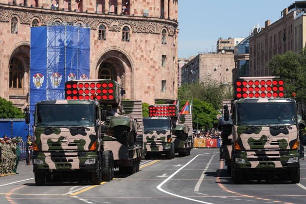ARMENIA, YEREVAN - MAY 28, 2026: Military hardware on display during a military parade in Republic Square marking the 108th anniversary of the First Armenian Republic. Alexander Patrin TASS  93125959