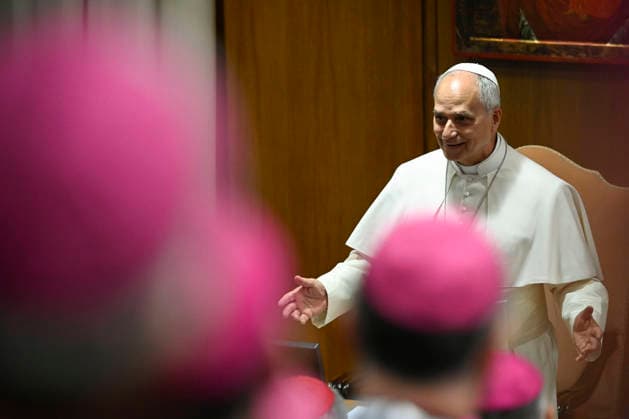 ITALY - POPE LEO XIV MEETS WITH THE BISHOPS OF THE ITALIAN EPISCOPAL CONFERENCE AT THE VATICAN - 2026 5 28 Italy, Rome, Vatican, 2026 5 28. Pope leo XIV meets with the bishops of the Italian Episcopal Conference at the Vatican, EDITORIAL USE ONLY - NO BOOKS Copyright: xVATICANxMEDIAx