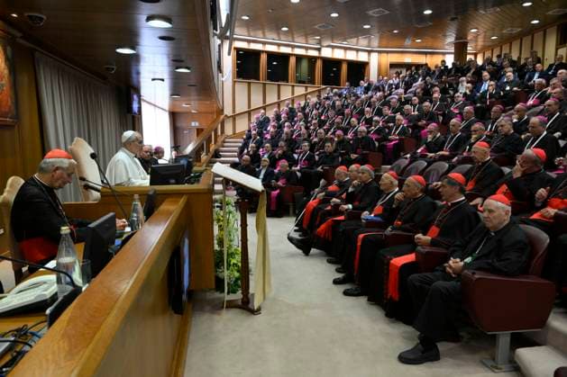 ITALY - POPE LEO XIV MEETS WITH THE BISHOPS OF THE ITALIAN EPISCOPAL CONFERENCE AT THE VATICAN - 2026 5 28 Italy, Rome, Vatican, 2026 5 28. Pope leo XIV meets with the bishops of the Italian Episcopal Conference at the Vatican, EDITORIAL USE ONLY - NO BOOKS Copyright: xVATICANxMEDIAx