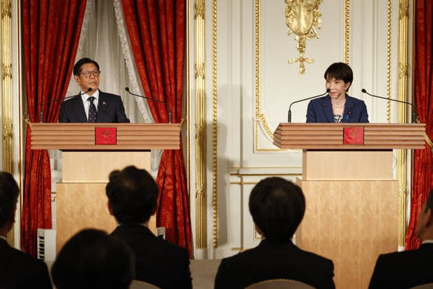 Japan s Prime Minister Sanae Takaichi - Philippines President Ferdinand Marcos Jr. meeting in Tokyo TOKYO, JAPAN - MAY 28: (---EDITORIAL USE ONLY – MANDATORY CREDIT - RODRIGO REYES MARIN POOL - NO MARKETING NO ADVERTISING CAMPAIGNS - DISTRIBUTED AS A SERVICE TO CLIENTS----) Philippine President Ferdinand Marcos Jr. and Japanese Prime Minister Sanae Takaichi speak during a joint press conference at the Akasaka Palace State Guest House on May 28, 2026, in Tokyo, Japan. Rodrigo Reyes Marin Anadolu Tokyo Japan. Editorial use only. Please get in touch for any other usage.  Copyright: x2026xAnadoluxRodrigoxReyesxMarinx