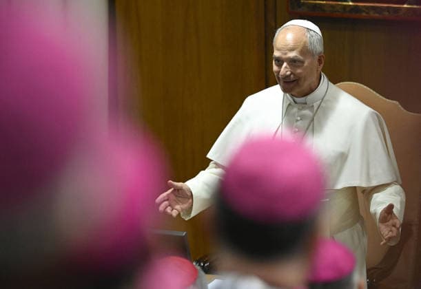 Pope Leo XIV At The Assembly of the Italian Bishops Conference - Vatican Pope Leo XIV meets the participants of the 82nd General Assembly of the Italian Bishops Conference (CEI) at the Vatican on May 28, 2026 . The Italian Bishops Conference is the permanent union of the Bishops of the Churches in Italy. Photo by (EV) Matteo Pernaselci Vatican Media ABACAPRESS.COM Rome  Copyright: xABACAx