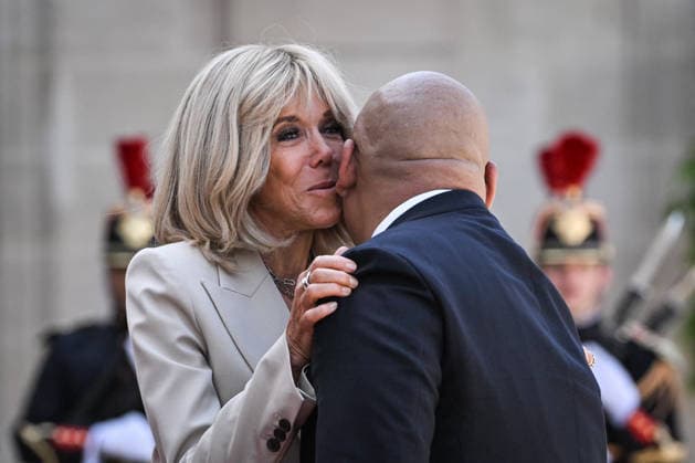 Emmanuel Macron welcomes Prabowo Subianto at the Elysee FA French First Lady Brigitte Macron welcomes son of President of the Republic of Indonesia Prabowo Subianto, Didit Hediprasetyo at the Elysee Palace in Paris on May 28, 2026. Photo by Firas Abdullah ABACAPRESS.COM Paris Ile-de-France France  Copyright: xAbdullahxFiras ABACAx