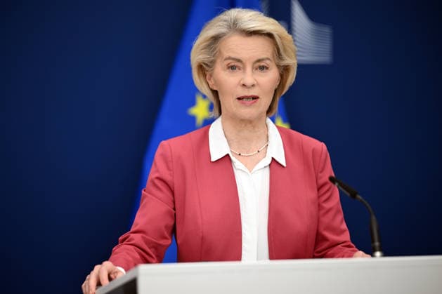 European Commission President Von der Leyen meets Bulgarian Prime Minister Zhelyazkov in Brussels BRUSSELS, BELGIUM - MAY 28: President of the European Commission Ursula von der Leyen meets with Bulgarian Prime Minister Rossen Zhelyazkov (not seen) and delivers a joint press statement following their meeting, in Brussels, Belgium, on May 28, 2026. Dursun Aydemir Anadolu Brussels Belgium. Editorial use only. Please get in touch for any other usage.  Copyright: x2026xAnadoluxDursunxAydemirx