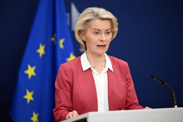 European Commission President Von der Leyen meets Bulgarian Prime Minister Zhelyazkov in Brussels BRUSSELS, BELGIUM - MAY 28: President of the European Commission Ursula von der Leyen meets with Bulgarian Prime Minister Rossen Zhelyazkov (not seen) and delivers a joint press statement following their meeting, in Brussels, Belgium, on May 28, 2026. Dursun Aydemir Anadolu Brussels Belgium. Editorial use only. Please get in touch for any other usage.  Copyright: x2026xAnadoluxDursunxAydemirx