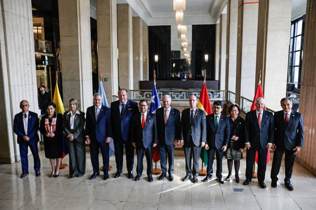 Santiago, May 28, 2026 President of the Republic Jose Antonio Kast together with the Minister of Foreign Affairs, Francisco Perez Mackenna, are photographed with delegations during the inauguration of the High Level Meeting Santiago Regional Commitment Against Transnational Organized Crime Diego Martin Aton Chile, Aton 1159578 jpeg  Copyright: DIEGOxMARTIN ATONxCHILE