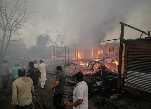 Smoke billows out from the shops as a massive fire engulfs the Rambagh market Amritsar, May 28 (ANI): Smoke billows out from the shops as a massive fire engulfs the Rambagh market, in Amritsar on Thursday. One man died. Amritsar Punjab India Copyright: xANIx ANI_20260528512