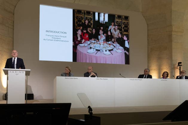 Kering Annual General Meeting - Paris French businessman Francois-Henri Pinault, Kering chief executive Luca De Meo at the Kering Annual General Meeting at Kering headquarters in Paris on May 28, 2026. Photo by Raphael Lafargue ABACAPRESS.COM Paris France  Copyright: xLafarguexRaphael ABACAx