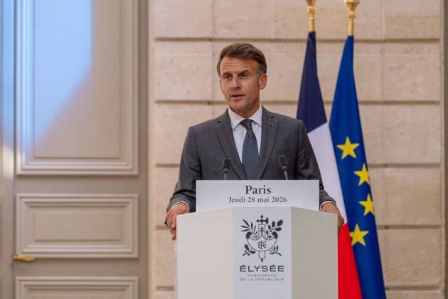 Le président de la République française Emmanuel Macron et le président indonésien lors dune conférence de presse conjointe au palais présidentiel de lÉlysée à Paris, France, le 28 mai 2026 Xavier Popy Pool Bestimage French President Emmanuel Macron and Indonesias President during a joint press statement at The Elysee Presidential Palace in Paris, France, on May 28, 2026 Paris France  Copyright: xXavierxPopy Pool BestimagexXavierxPopy Pool Bestimagex